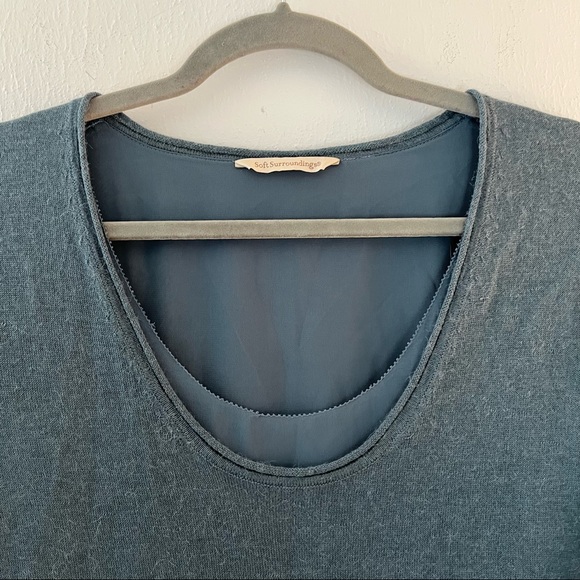 Soft Surroundings Sweater Teal Scoop Neck w/Chiffon Lining XL? *See Measurements - Picture 3 of 11
